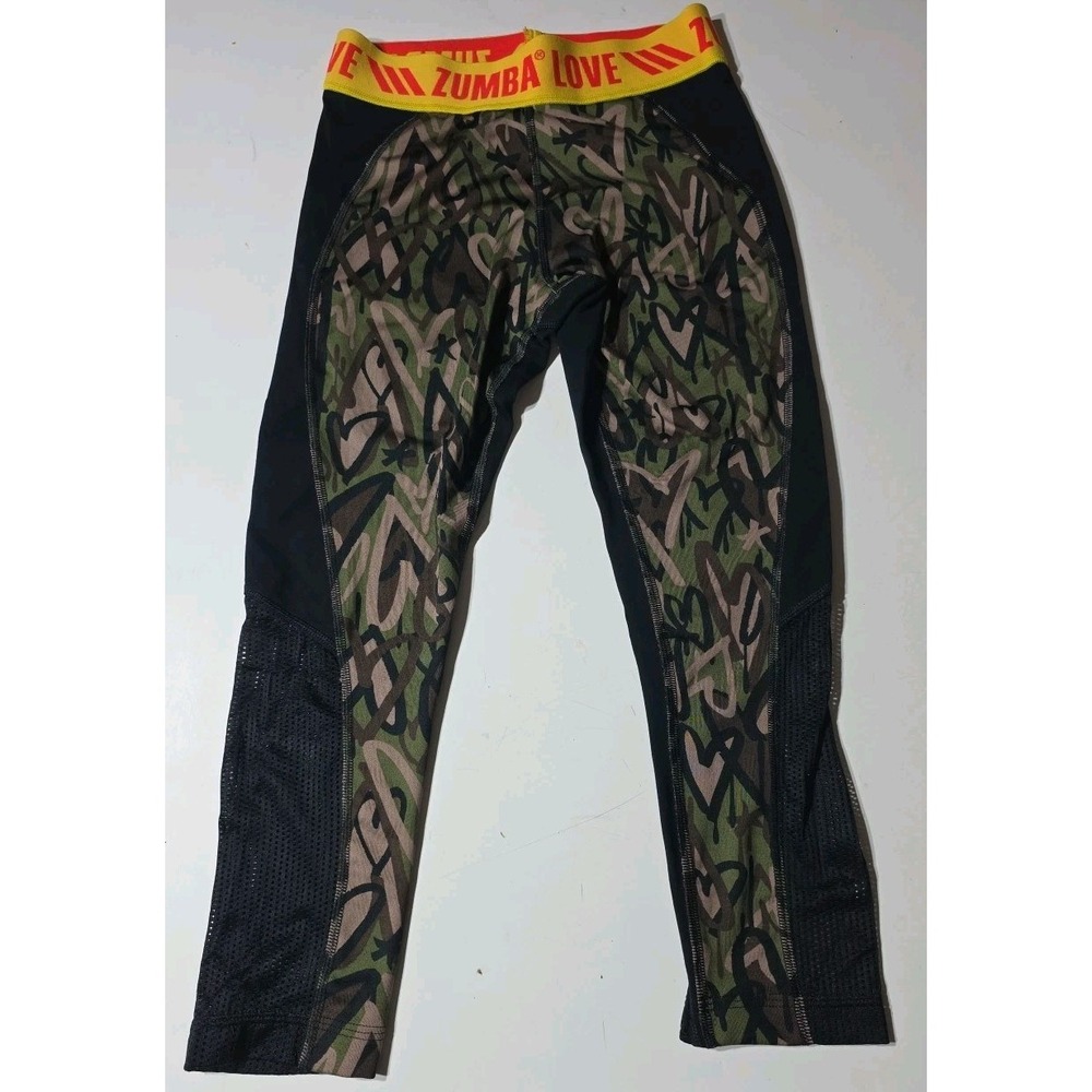 Zumba Love Spicy Black Camo Ankle Leggings Womens Small